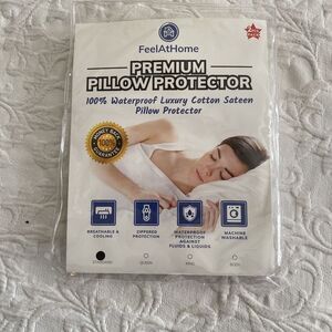 FeelAtHome 100% Cotton 1‎ Pillow Protector  Zipper Waterproof Cover Standard